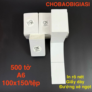 1 TỆP 500 TỜ giấy in nhiệt khổ A6 kích thước 100mmx150mm thích hợp nhiều loại máy in nhiệt (hàng có sẵn)...