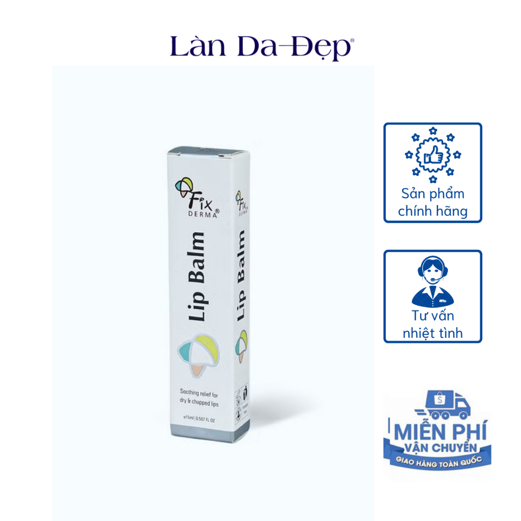 FIXDERMA Lip Balm  - Son Dưỡng Môi Giúp Mềm Mịn, Giảm Nứt Nẻ Khô Môi, Không Màu 15ml