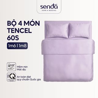  Bộ chăn ga gối 4 món Lụa Tencel Sen Đá Home Bedding cao cấp trơn màu Set drap giường nệm 1m6 1m8 Lyocell Satin 60S 