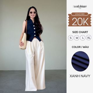 Áo gile nữ Workleisure thiết kế dáng vest cổ V, cúc ngọc trai phong cách tối giản - Imsol vest