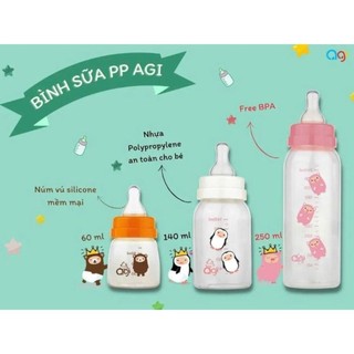 Bình Sữa AGI Cổ Hẹp Cao Cấp 60ml, 140ml, 250ml Cho Bé