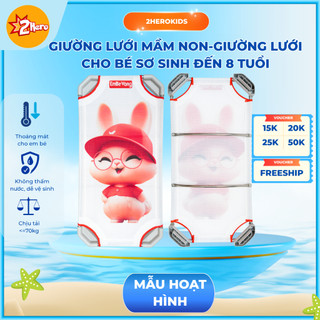 [CÓ RÁP SẴN ]Giường lưới cho bé GÁI sơ sinh – nằm thoáng mát, dễ giặt, mẫu hoạt hình THỎ HỒNG