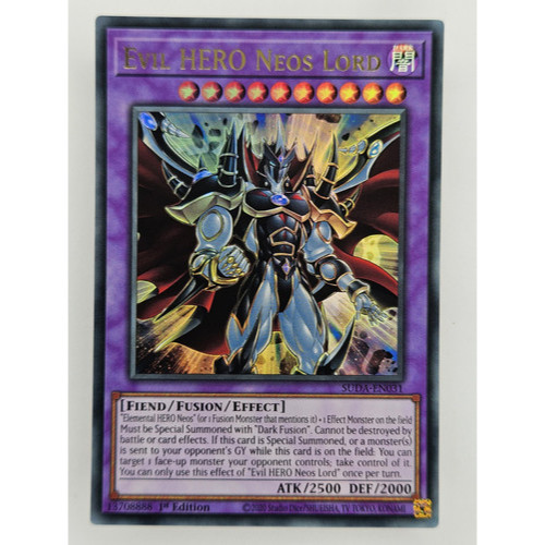 uk 1st tem vàng ultra rare Lá bài thẻ Yugioh Evil HERO Neos Lord - Tặng bọc bài fusion