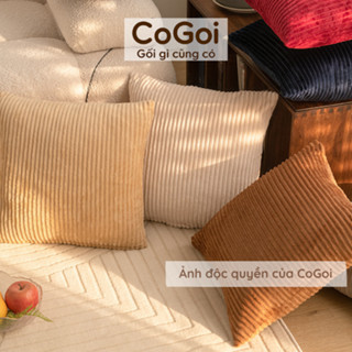 Gối tựa lưng, gối tựa sofa trang trí nhung tăm vuông 45x45, 50x50 hiện đại sang chảnh CHÂU ÂU