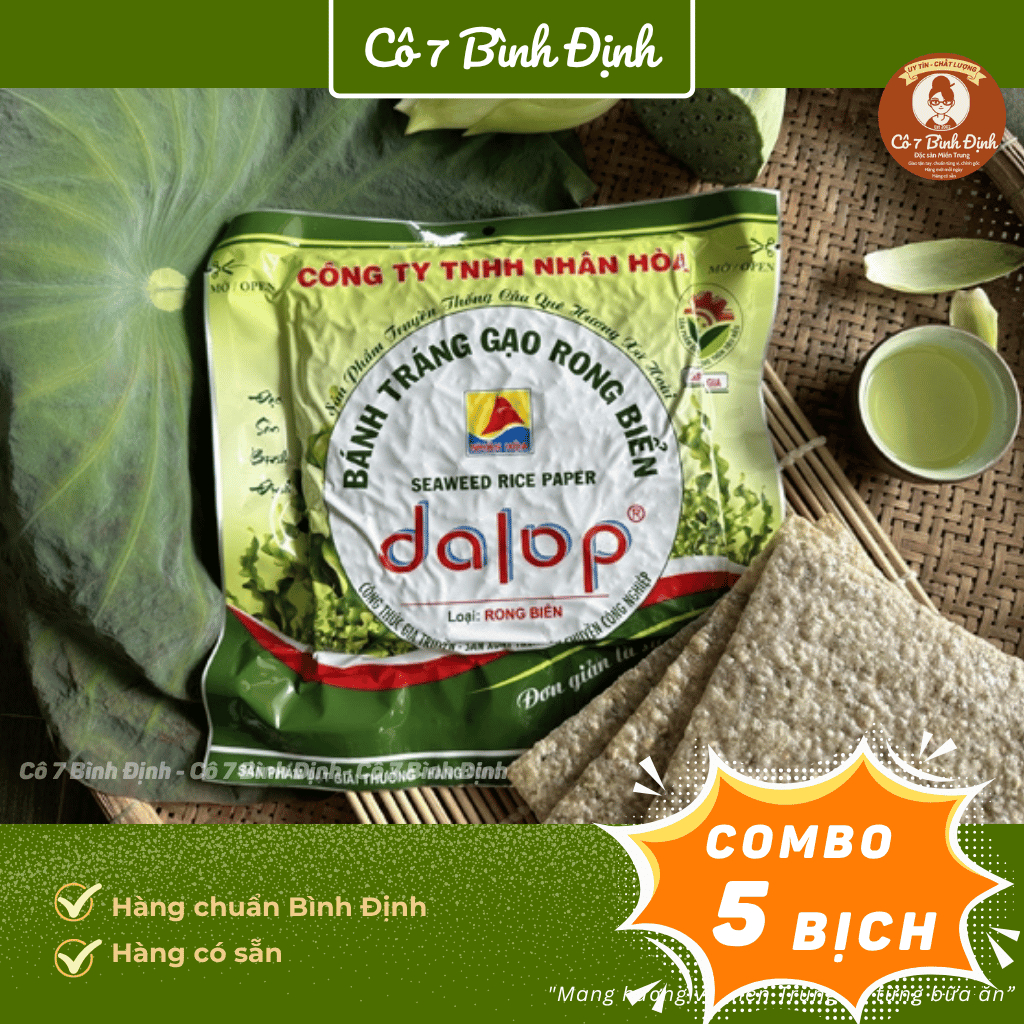 COMBO 5 BỊCH Bánh Dalop rong biển - Bánh rong biển nướng sẵn - Đặc sản Bình Định