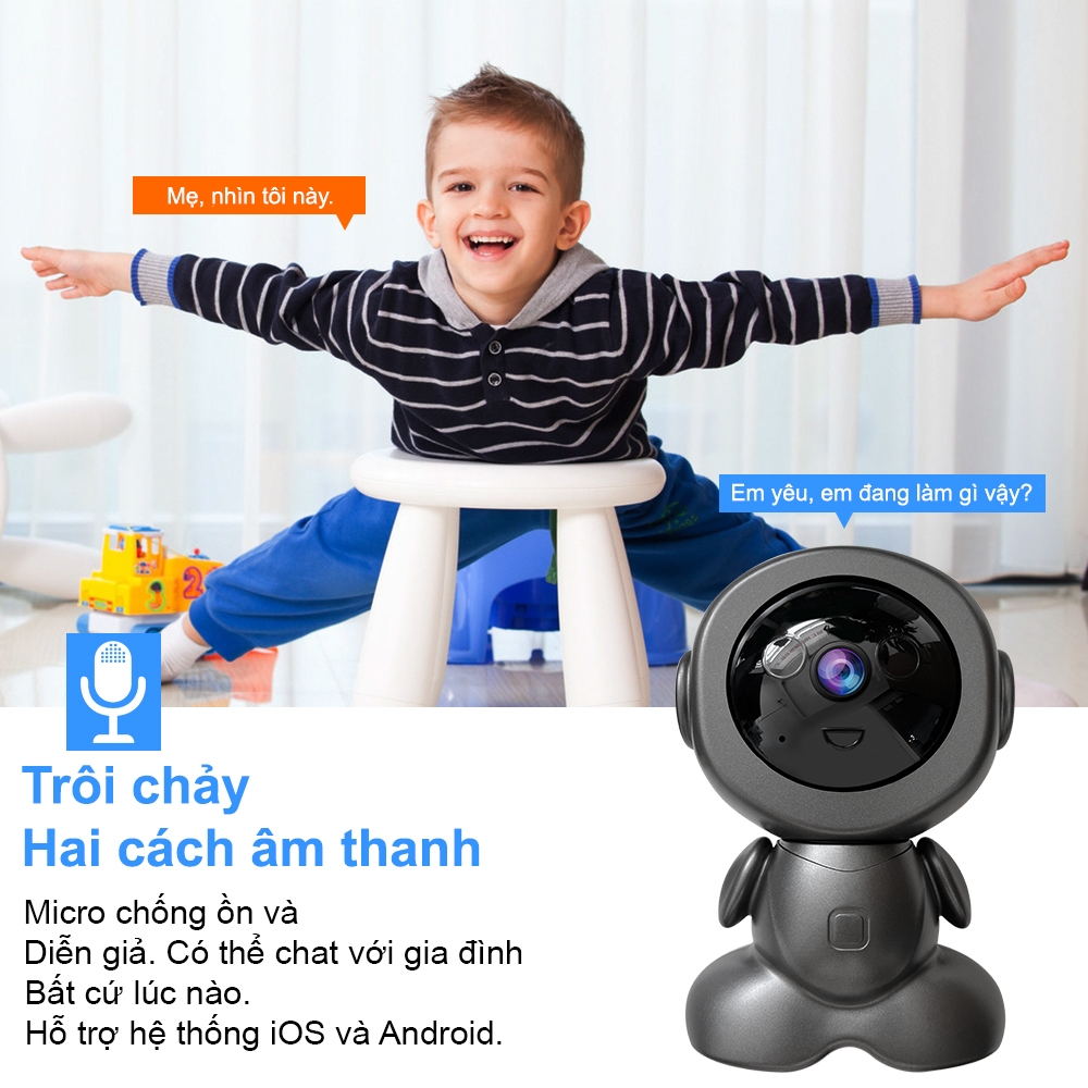 Dosen Người máy CCTV Kết nối WiFi Camera an ninh nhà thông minh IP Camera Baby/Pet/Nanny HD 1080P Ứng dụng V380 Pro | BigBuy360 - bigbuy360.vn