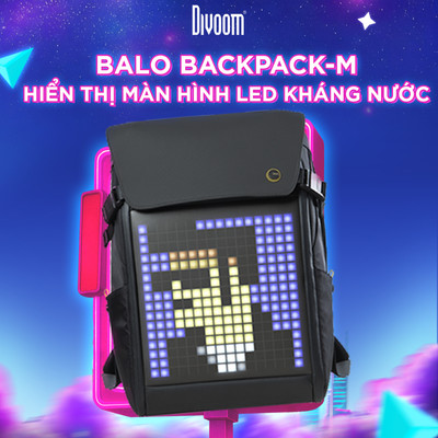 [LIVE] Balo loptop DIVOOM Pixoo Backpack-M, có hiển thị màn hình LED, ngăn chứa 15inch