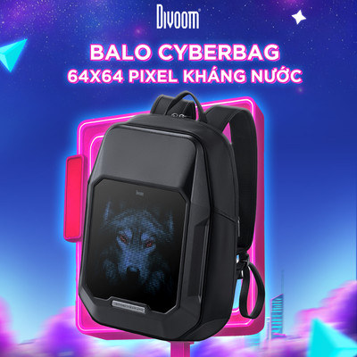 [LIVE] Balo DIVOOM Cyberbag 64x64 pixel, màn hình LED, ngăn chứa Laptop 15inch - Hàng chính hãng