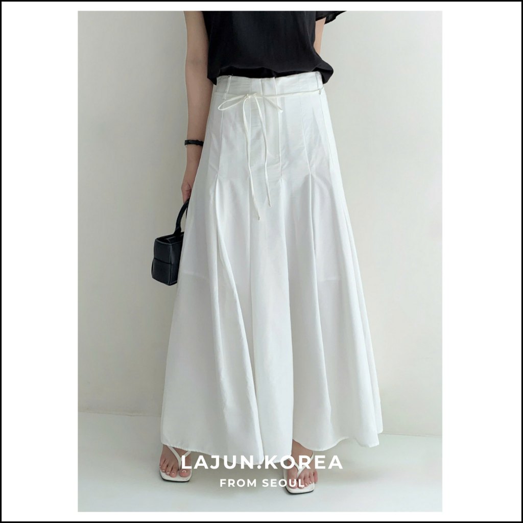 [LAJUN SIGNATURE] Chân Váy Dài Xếp Ly Archive Kèm Đai Lưng Cao Đứng Form Cao Cấp Thanh Lịch Hàn Quốc