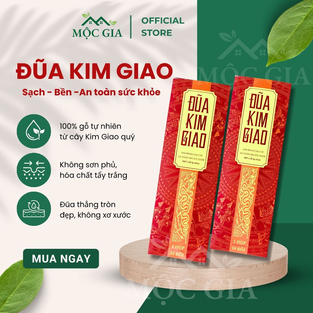 Hộp 10 Đôi Đũa Ăn Mộc Gia Gỗ Kim Giao Tự Nhiên Không Sơn Khắc Chữ 2025 Chịu Nhiệt