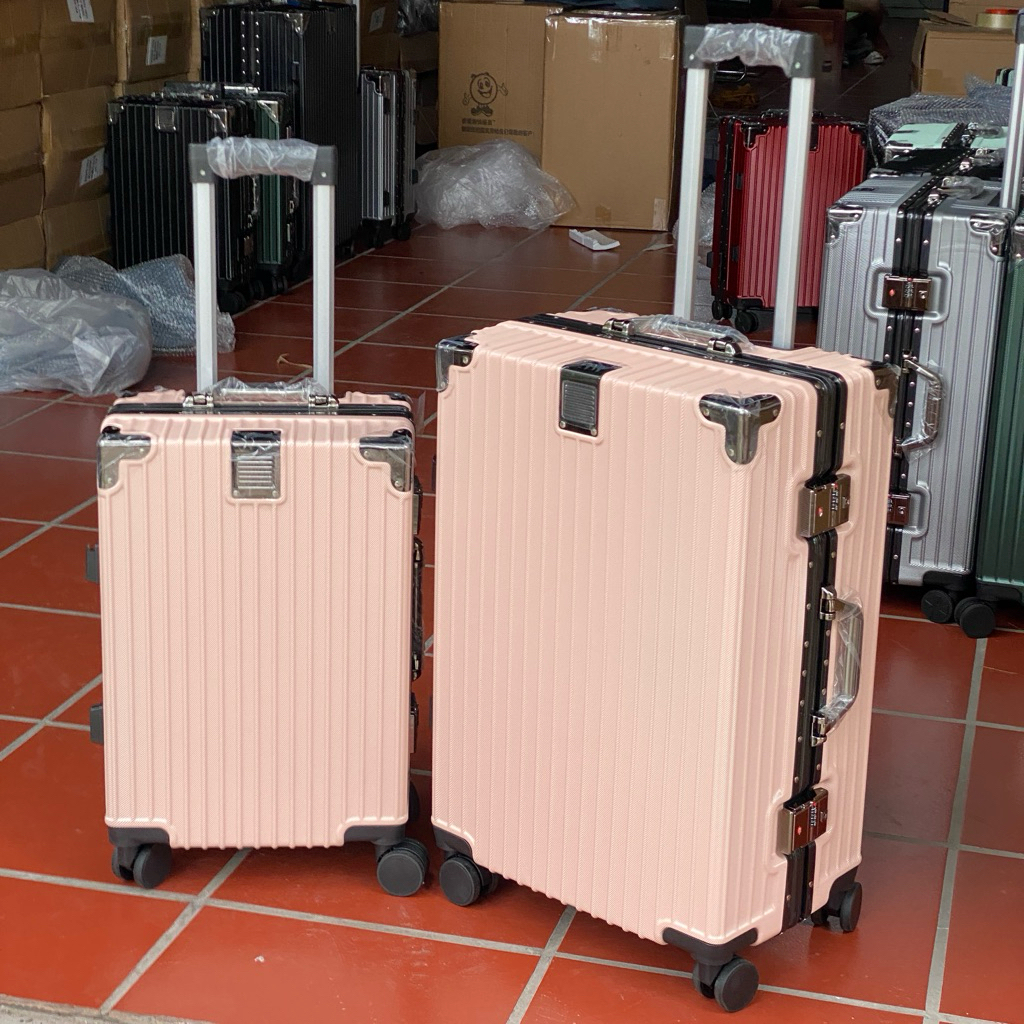 Vali Khung nhôm khóa sập cao cấp Giá Rẻ Nhất, size 20/24/29 inch bịt góc kim loại chống va đập, ổ khóa mã số chống trộm