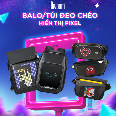 Balo/Túi đeo chéo Divoom hiển thị màn hình pixel art điều khiển thông qua App, kháng nước - Chính hãng BH 12 tháng