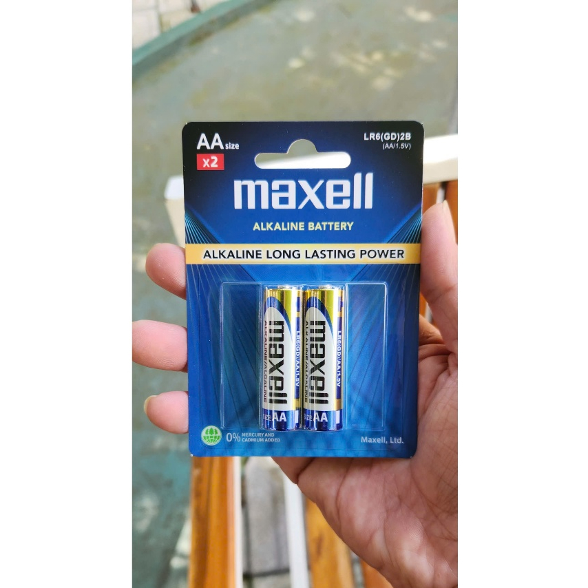 Vỉ 2 viên pin tiểu AA 1.5V Maxell Alkaline chính hãng, dùng cho remote, đồ chơi, đồng hồ