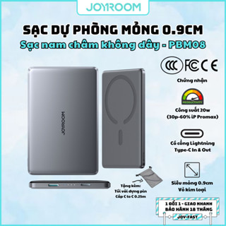 Sạc dự phòng không dây 20W nam châm Joyroom PBM08 siêu mỏng - Chính hãng VN chứng nhận 3C-FCC-CE