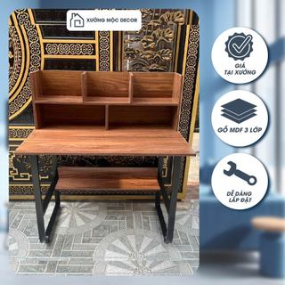  Bàn học kèm giá sách Xưởng Mộc Decor  chân sắt chữ U sơn tĩnh điện mặt gỗ MDF phủ Melamine chống thấm chống xước 