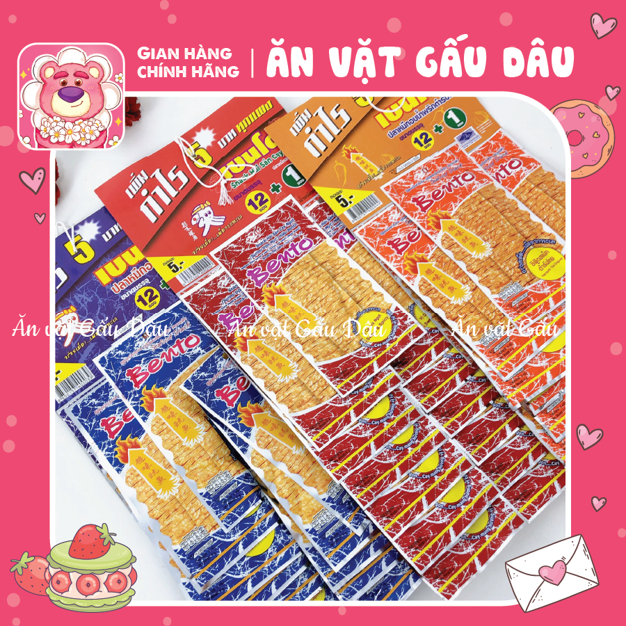 [Dây 13 gói] Mực Bento Gói 4g Snack Mực Bento Thái Lan Đủ 3 Vị Mực Bento Siêu Cay, Đồ ăn Vặt