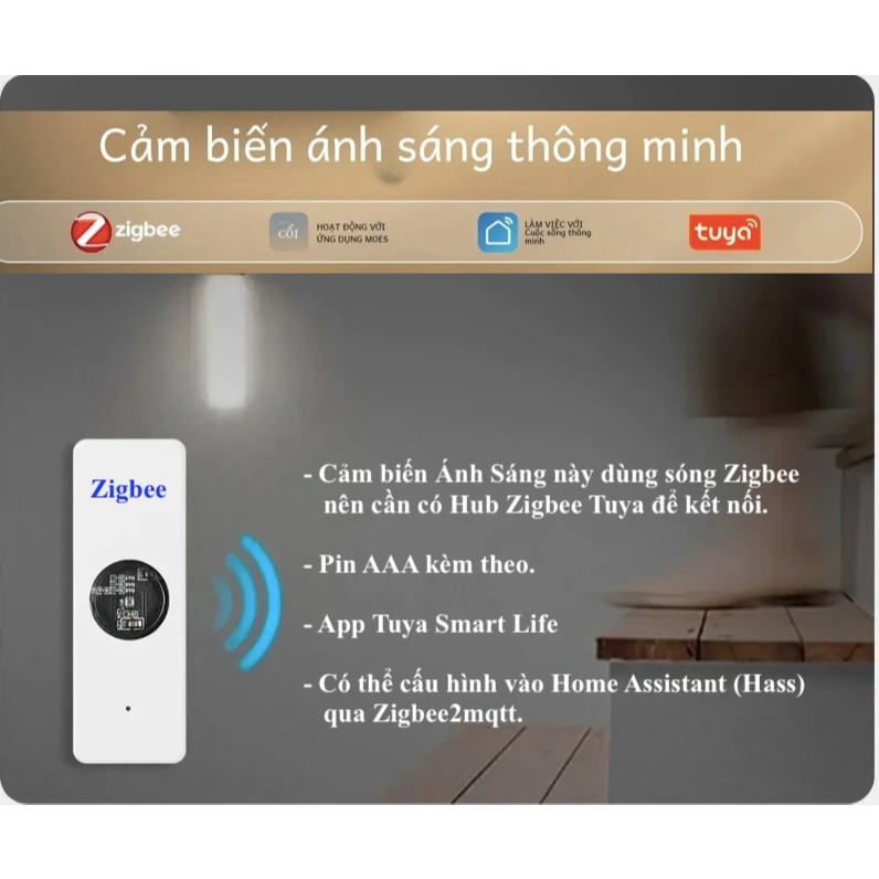 Cảm biến ánh sáng, cảm biến rung, Wifi, Zigbee, Tuya Smart Life, Aqara, Home Assistant (Hass)-