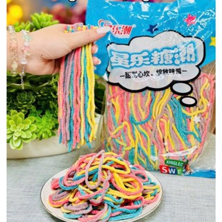 Bán sỉ Kẹo dẻo cầu vồng dài sợi mềm dẻo thơm ngon ,đồ ăn vặt hot nhất kẹo tẩm đường ngon hót mix