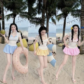 Sét 3 món áo bra có mút ngực dày dặn kèm áo tăm có tay chân váy bí 2 lớp chuẩn hình cao cấp LB37 LANBISHOP