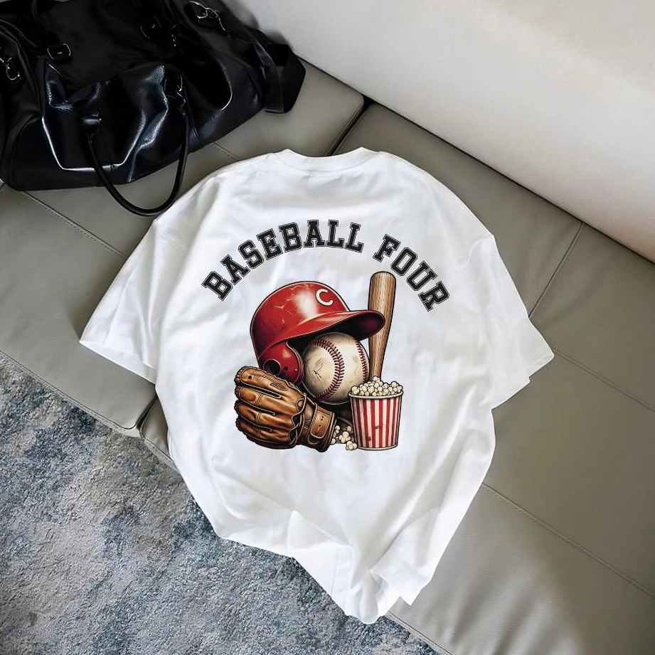Áo thun Four Basic BaseBall Tee fullbox streetwear cổ tròn nam nữ cotton oversize form rộng T149