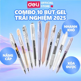 [NEW VER] Combo 10 Bút Gel New Ver 2025  Bút bi Nước Trải Nghiệm Deli Mới Ngòi 0.5 Mực Xanh Đen Nhanh Khô