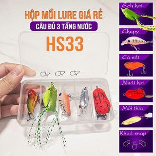  Combo 5 Mồi Câu Lure câu cá + Hộp đựng + Khóa lure Mồi Giả Câu Cá 3 Tầng Nước hiệu quả 