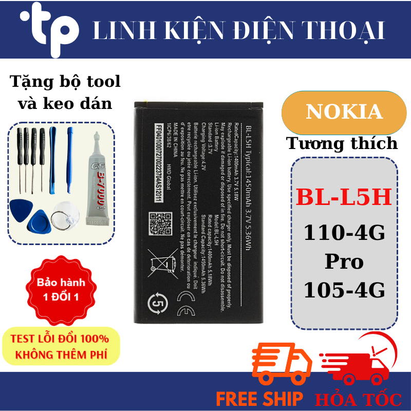 PIN Nokia BL-L5H / Nokia 110-4G Pro/ Nokia 105-4G (Tặng bộ sửa, keo dán)