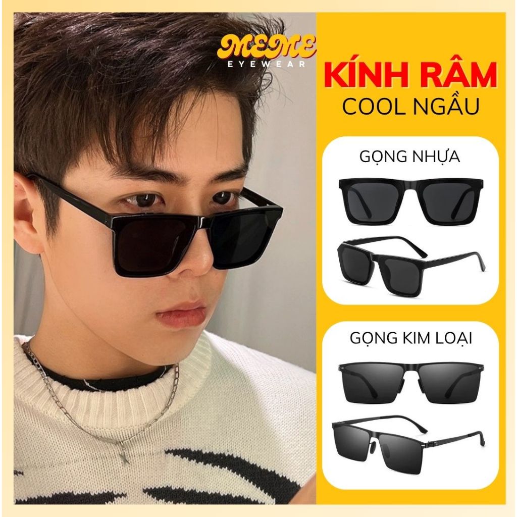 Kính râm đi đêm ngày thời trang nam nữ chống uv nắng chống chói lóa đèn xe cá tính gọng vuông hàn quốc ngầu M3