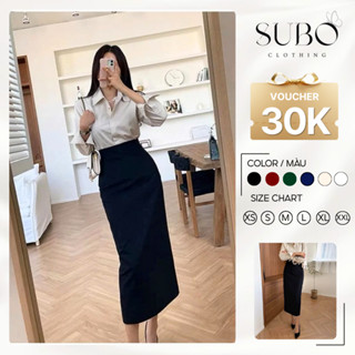 Chân Váy Công Sở Bút Chì SUBO Dáng Dài Ôm Nhẹ Dài 80cm, 2 Lớp Chất Vitex Cao Cấp, Có Túi Chéo, Co Giãn Siêu Hack Dáng