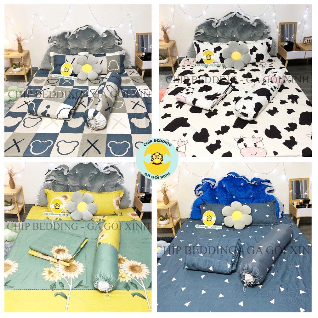 BỘ GA GỐI COTTON POLY 4 MÓN ĐỦ KÍCH THƯỚC ( 1 GA + 2 VỎ GỐI NẰM + 1 VỎ GỐI ÔM)