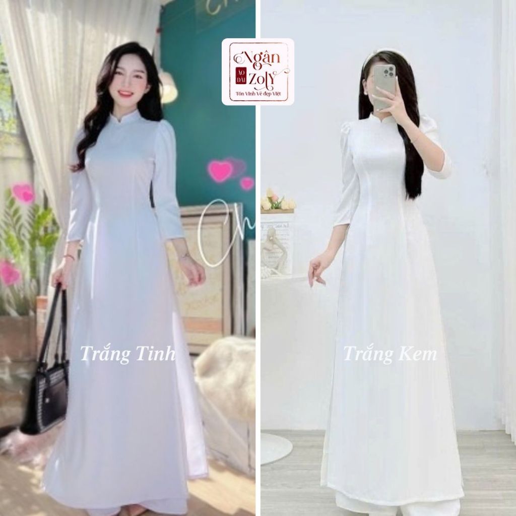 [TAY BỒNG] Áo dài Tay bồng trắng học sinh, lụa Mỹ cao cấp, Áo dài đồng phục học sinh B2