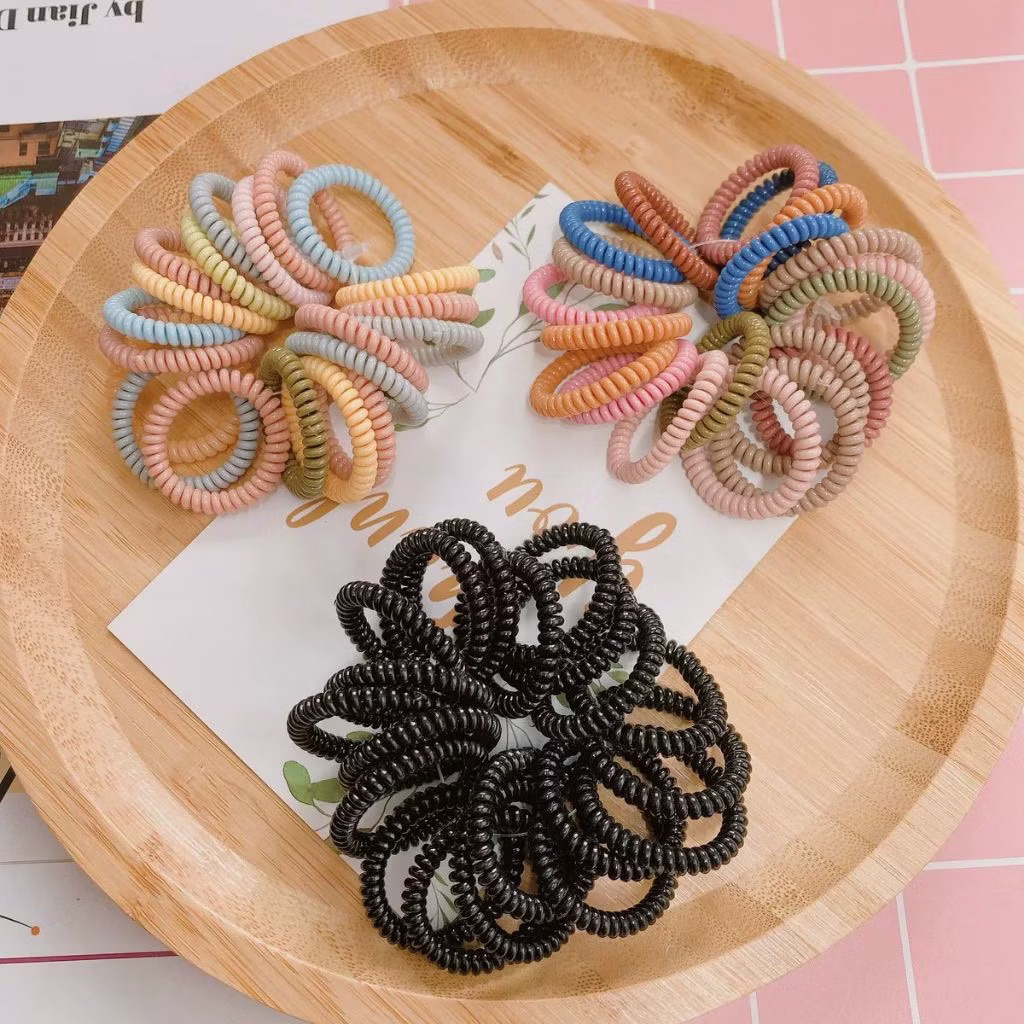 Set 5 dây buộc tóc lò xo xoắn size nhỏ nhiều màu sắc xinh xắn