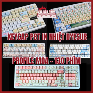 Bộ keycap nút bàn phím PBT profile MOA 130 nút , họa tiết dễ thương, phù hợp hầu hết các layout bàn phím cơ