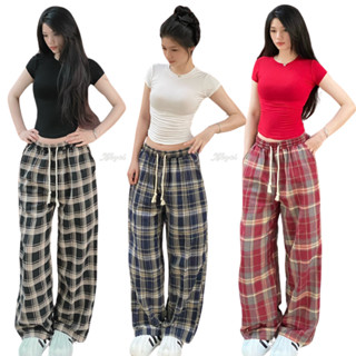 Quần Dài Ống Rộng Kẻ Sọc, Caro Chất Liệu Kẻ Dạ Cao Cấp Form Unisex Nam Nữ (40KG - 75KG)