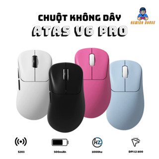 Chuột gaming không dây ATAS V6 PRO - 3 mode - Pin 500mAh - Có app - DPI 12800 - Siêu nhẹ