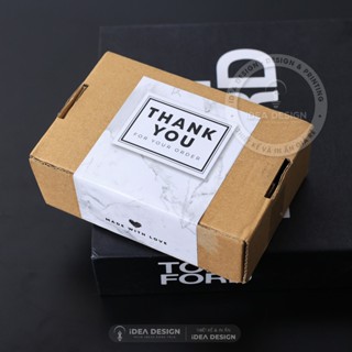 Tem decal niêm phong hộp carton, Sticker dán hộp vân đá sang trọng - Size 6.5x11cm - Mẫu MARBLE