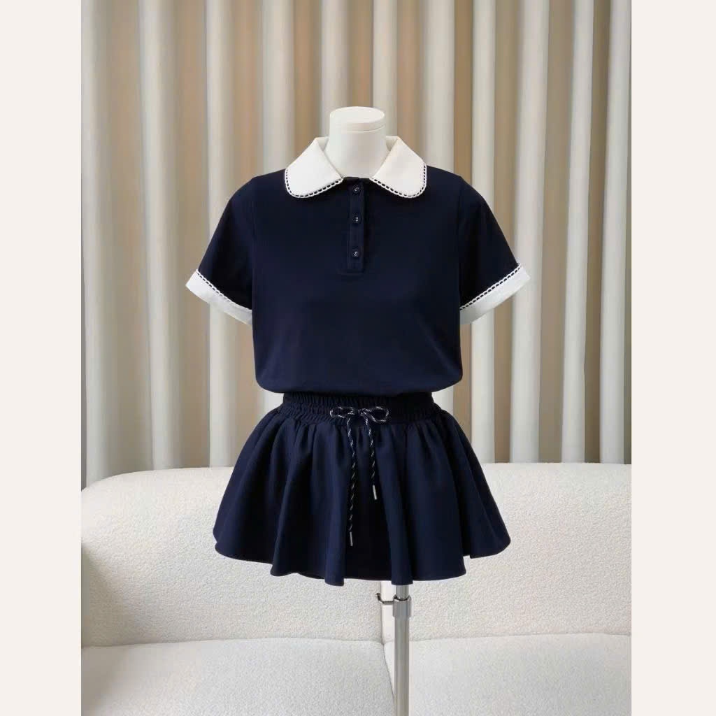    DEAL MỞ BÁN  Áo Thun Polo Nữ Thiết Kế Phối Cổ Sen Kiểu Dáng Tiểu Thư Nhẹ Nhàng 