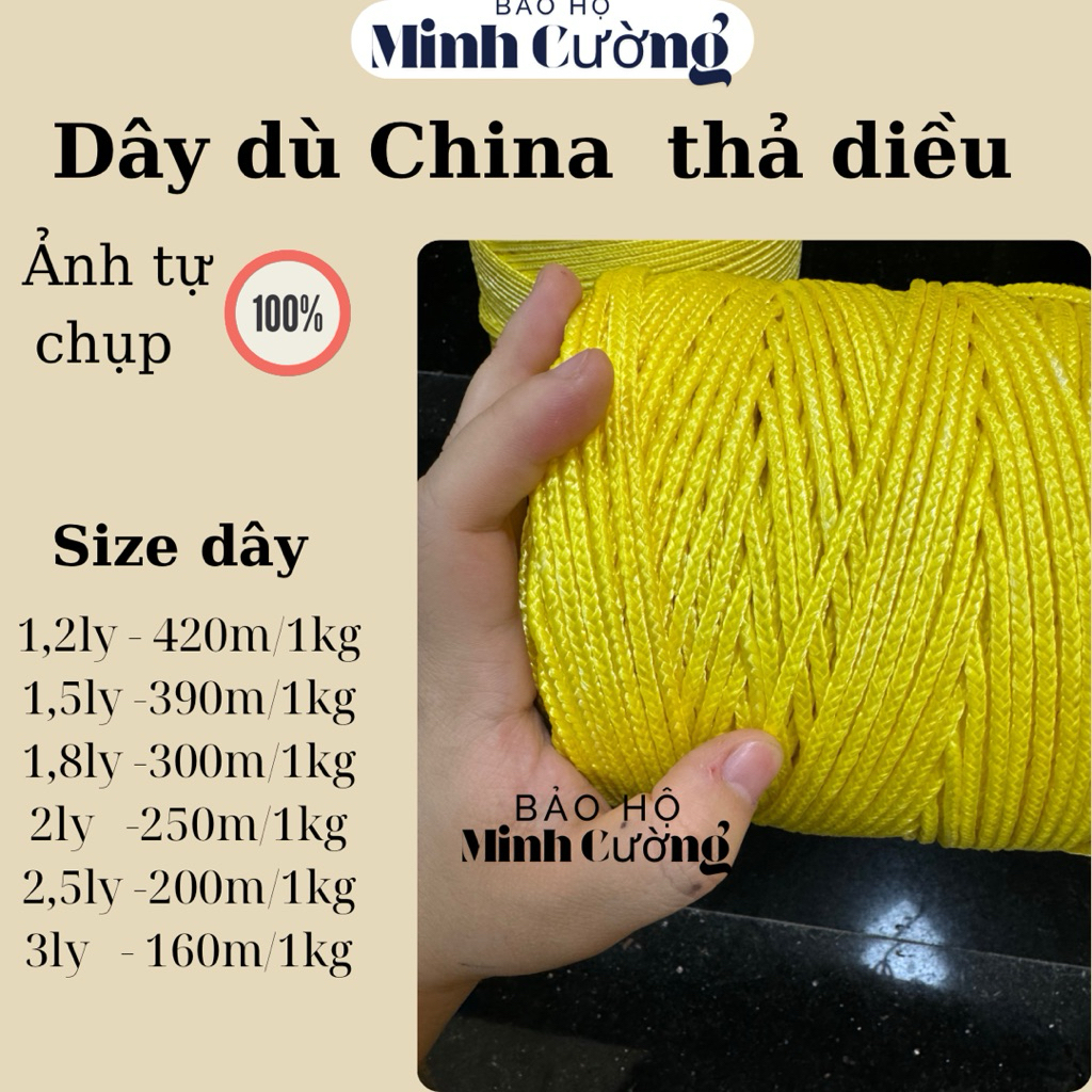  Dây dù CHINA VÀNG Thả diều nhiều kích cỡ    DÂY TRÒN VÀ VUÔNG  bện vuông 8 lõi siêu chắc 