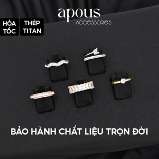 [RP1] Nhẫn nữ Đính đá kim cương nhân tạo lấp lánh - Thép Titan - Phụ kiện trang sức Unisex Apous
