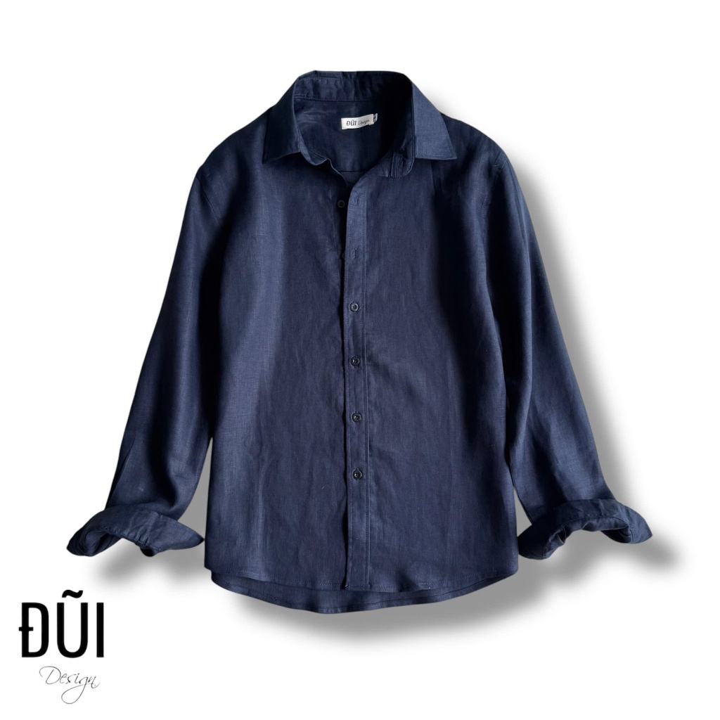 Áo dài tay cổ bẻ M8 xanh đen