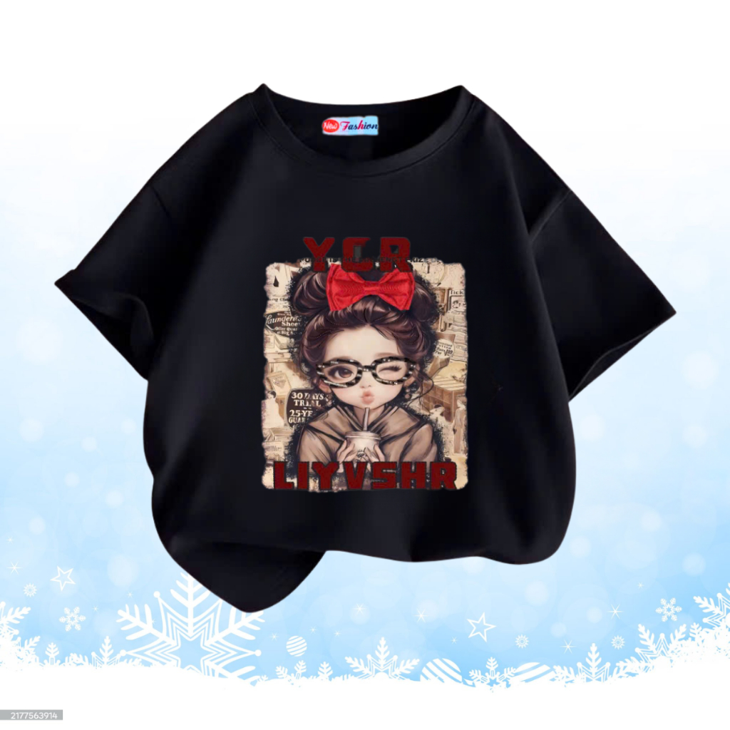 Áo thun trẻ em cô gái tóc xù cao cấp VINKIDS - 1 ÁO - Áo Phông trẻ em VẢI COTTON 4 CHIỀU - V-01