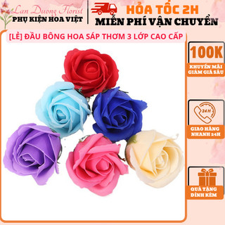 [LẺ] Đầu bông hoa hồng sáp thơm 3 lớp đủ màu,cánh dày hàng loại 1, cao cấp (không kèm kẽm cành)