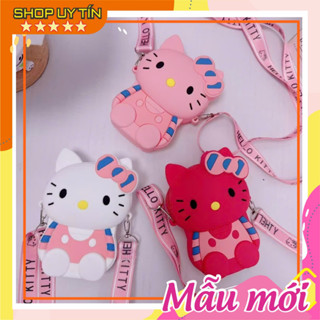   Mới  Túi đeo chéo silicon hình mèo hello kitty thời trang làm quà tặng giáng sinh cho bé gái 