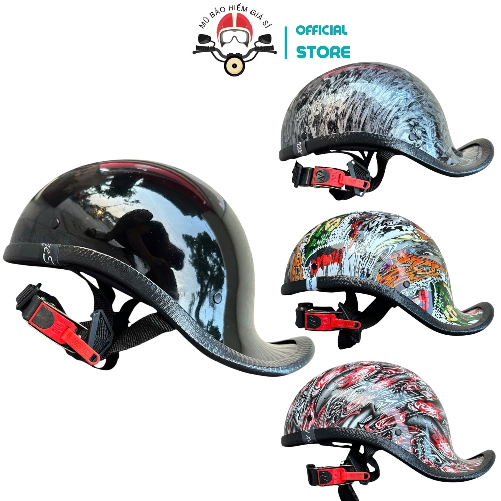  Mũ bảo hiểm gangster đội ngược và xuôi Cực Chất form nhẹ phong cách bụi cá tính 