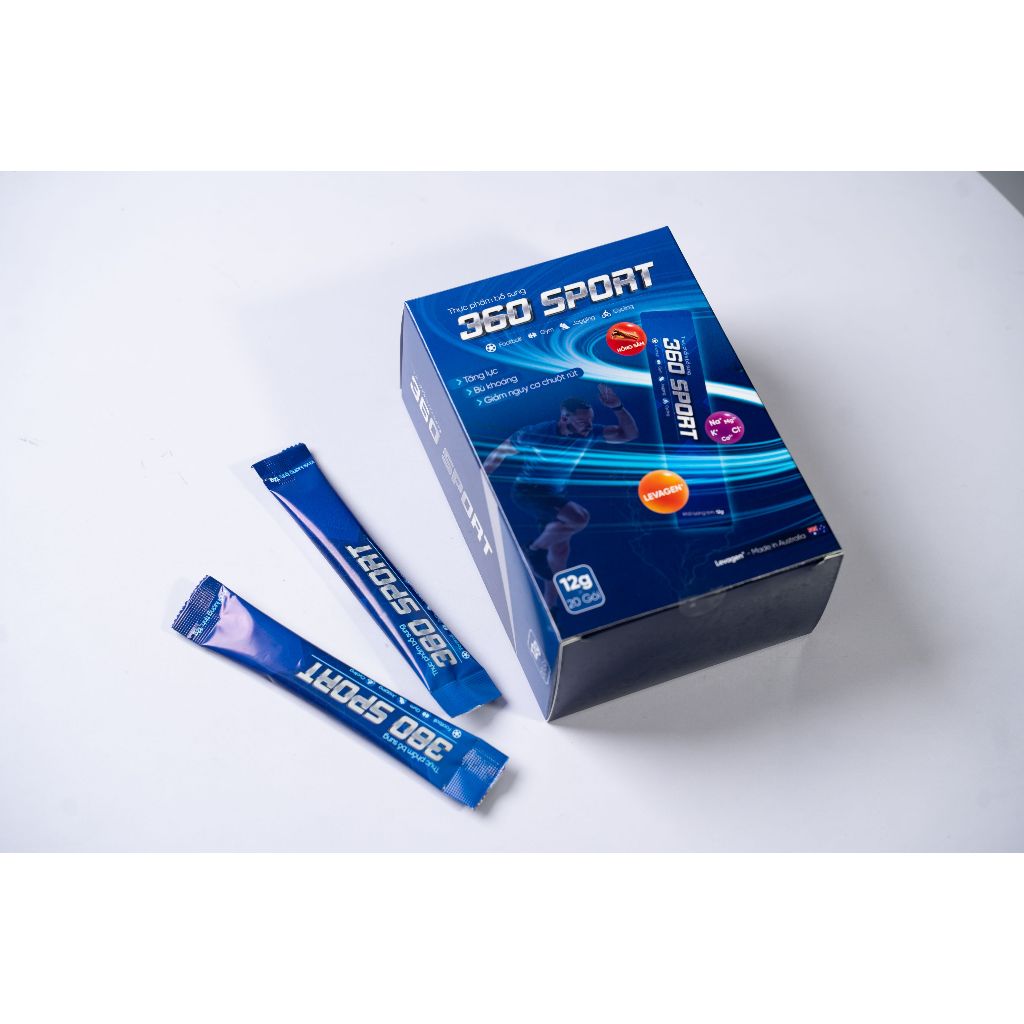 360 SPORT | Hộp 20 gói Thức Uống Tăng Lực Bù Khoáng, Bù Điện Giải Chứa LEVAGEN+
