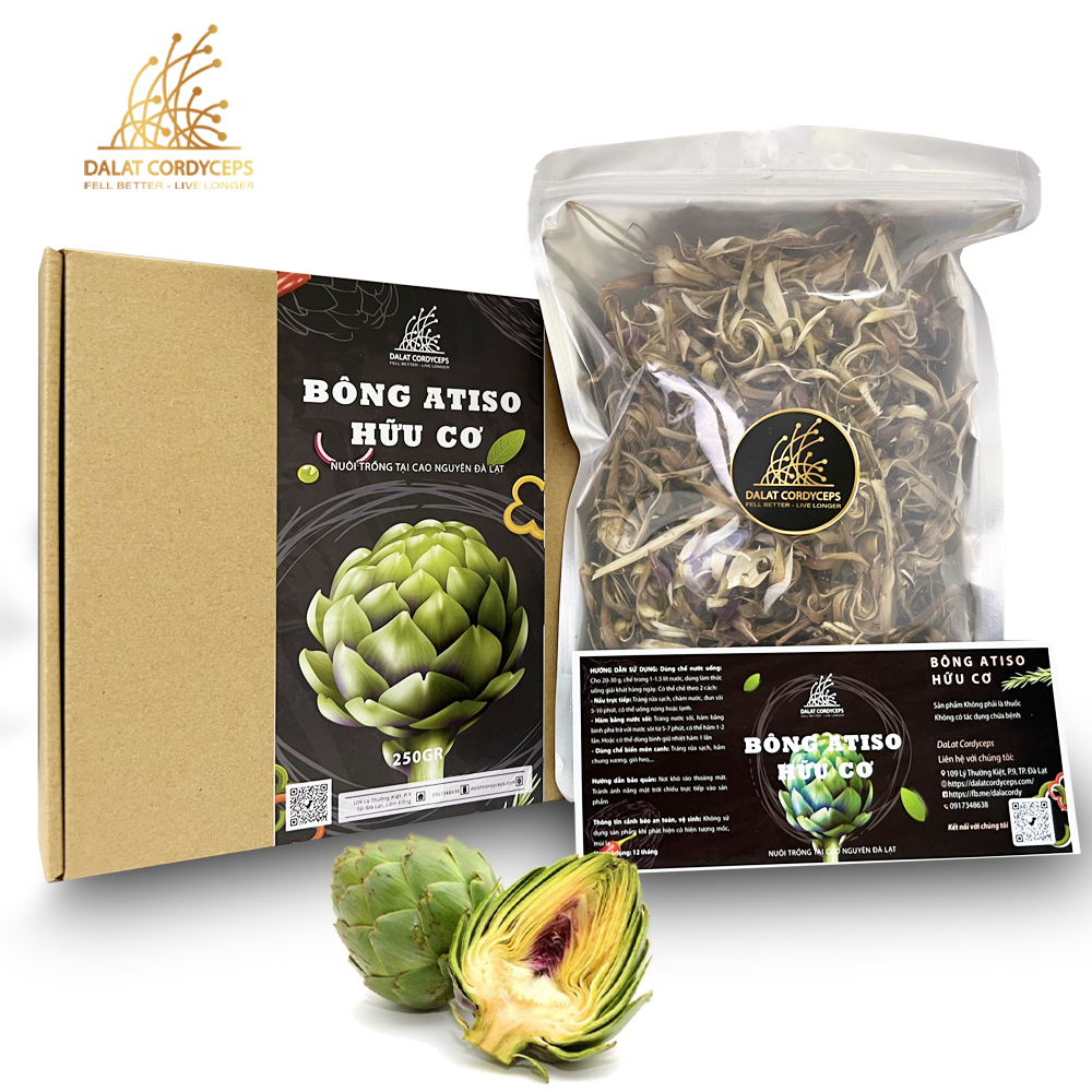 Trà bông atisô sấy khô - Dalat Cordyceps hộp 250gr