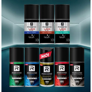  Lăn Khử Mùi Cho Nam ROMANO Kháng Khuẩn Khô Thoáng Cả Ngày 65ml 