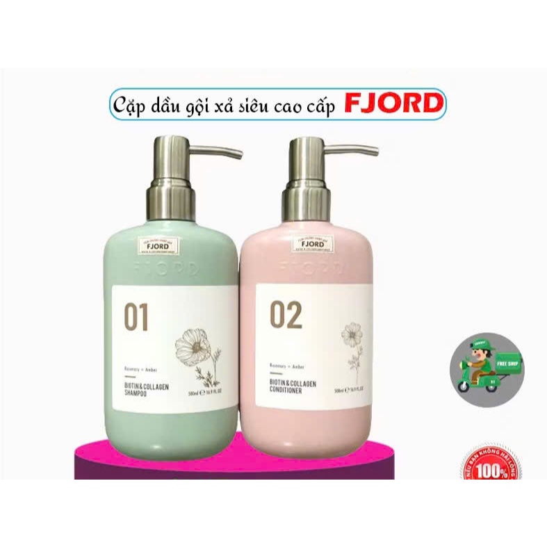 Cặp dầu gội xả cao cấp FJORD, siêu thơm nước hoa, siêu mềm mượt, kích thích mọc tóc 500ML x 2