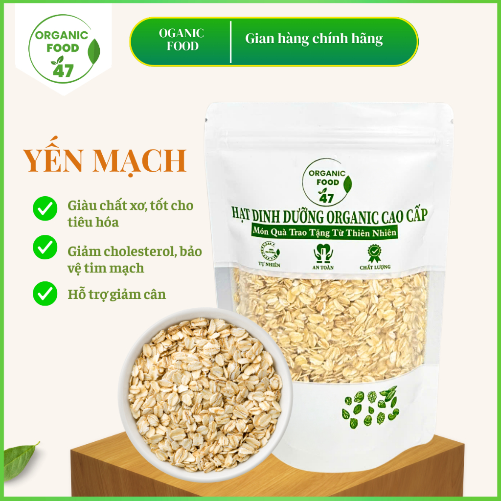 Yến mạch hữu cơ ÚC cán dẹp, cán vỡ nấu sữa, ngũ cốc giảm cân, healthy trọng lượng 500gram