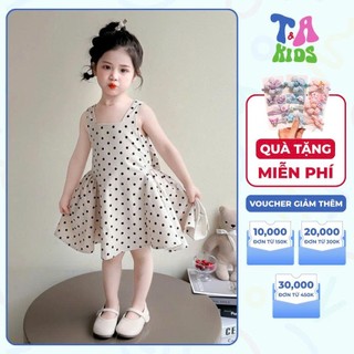  Váy bé gái chấm bi dễ thương chất cotton thoáng mát – Đầm công chúa cho bé đi chơi chụp ảnh A50 